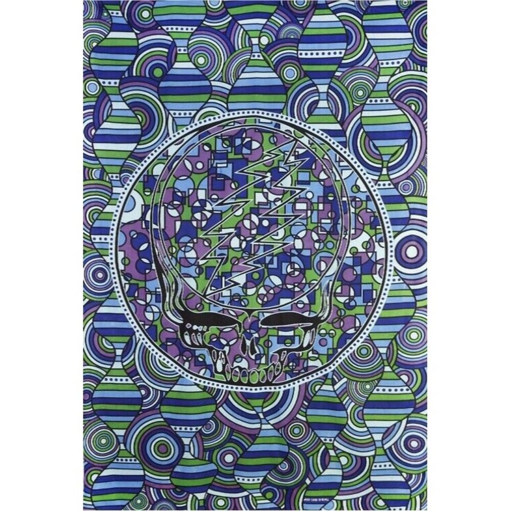 New Mini Under the Sea 30x45" Grateful Dead Tapestry Blue Green Steal Your Face